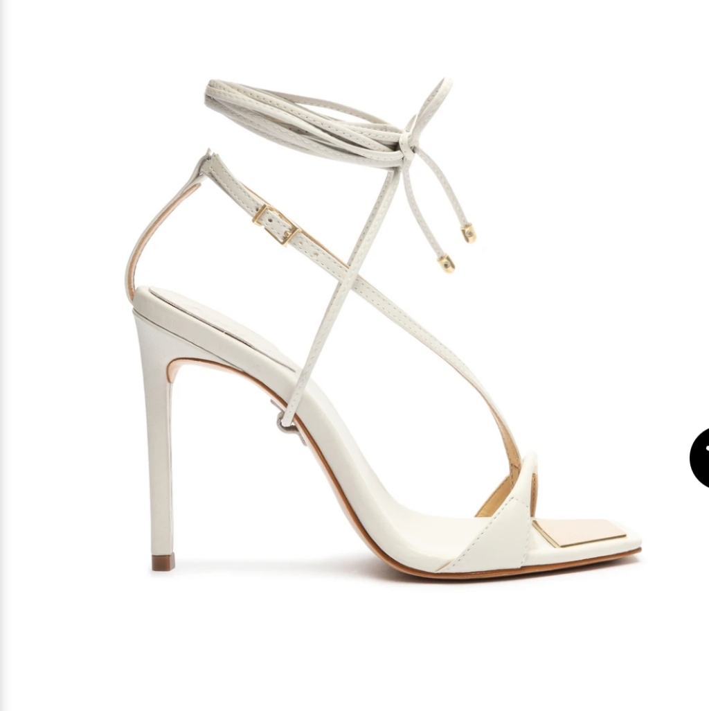 Schutz White Leather Strappy Sandal Heels Pump